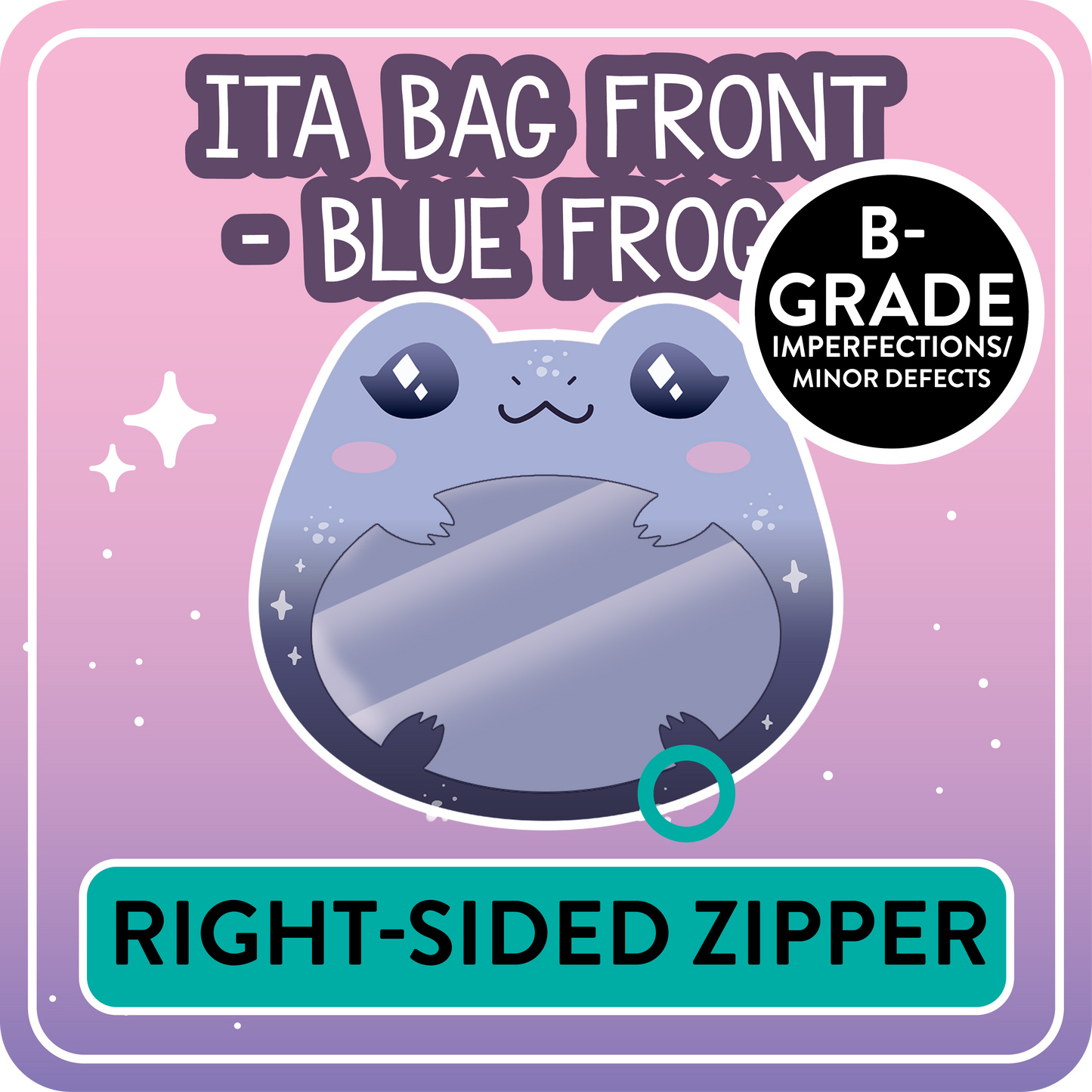 !! PLEASE READ !! FROG - RIGHT-SIDED ZIPPER - Ita Bag Exchangable Front Designs - 5 different colors -