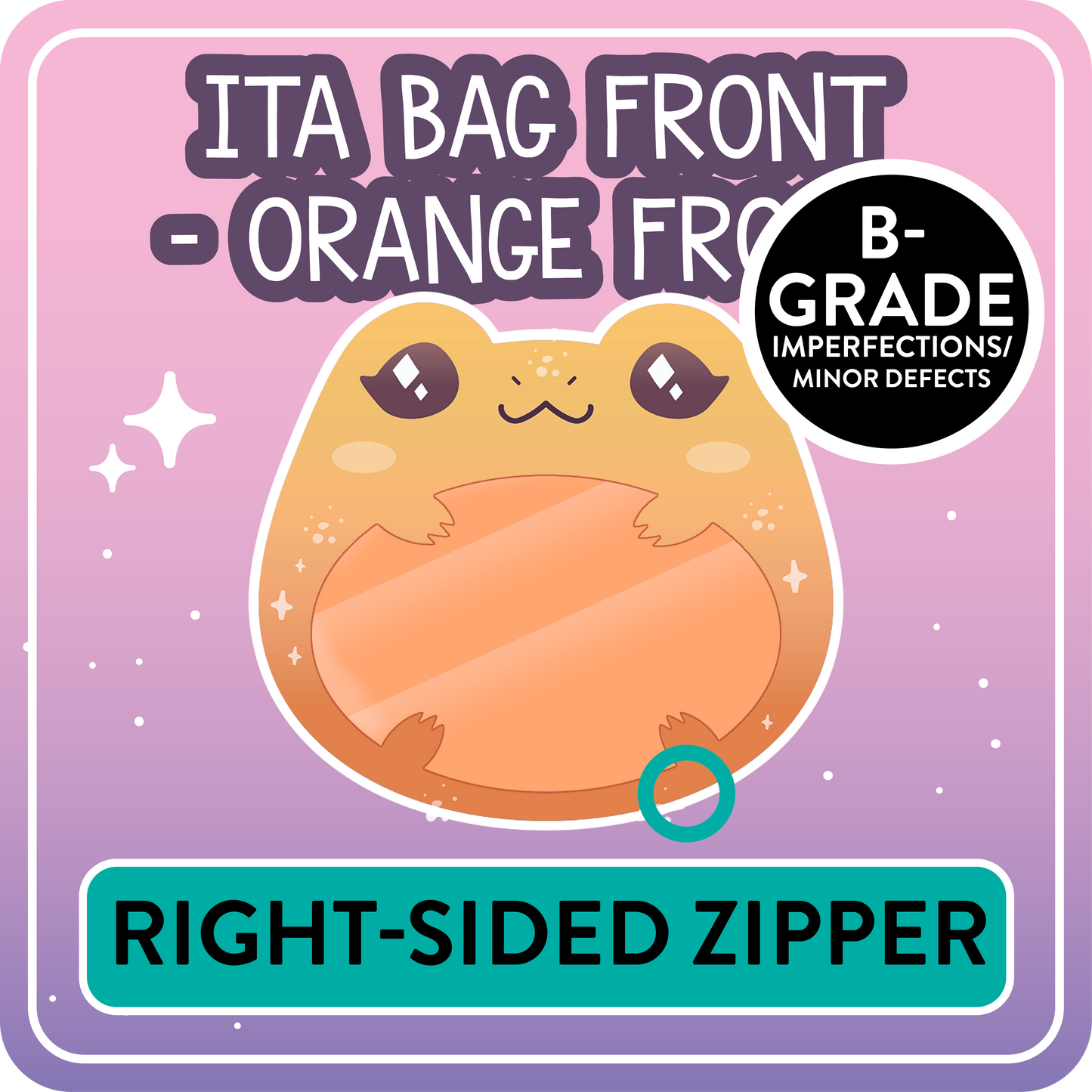 !! PLEASE READ !! FROG - RIGHT-SIDED ZIPPER - Ita Bag Exchangable Front Designs - 5 different colors -