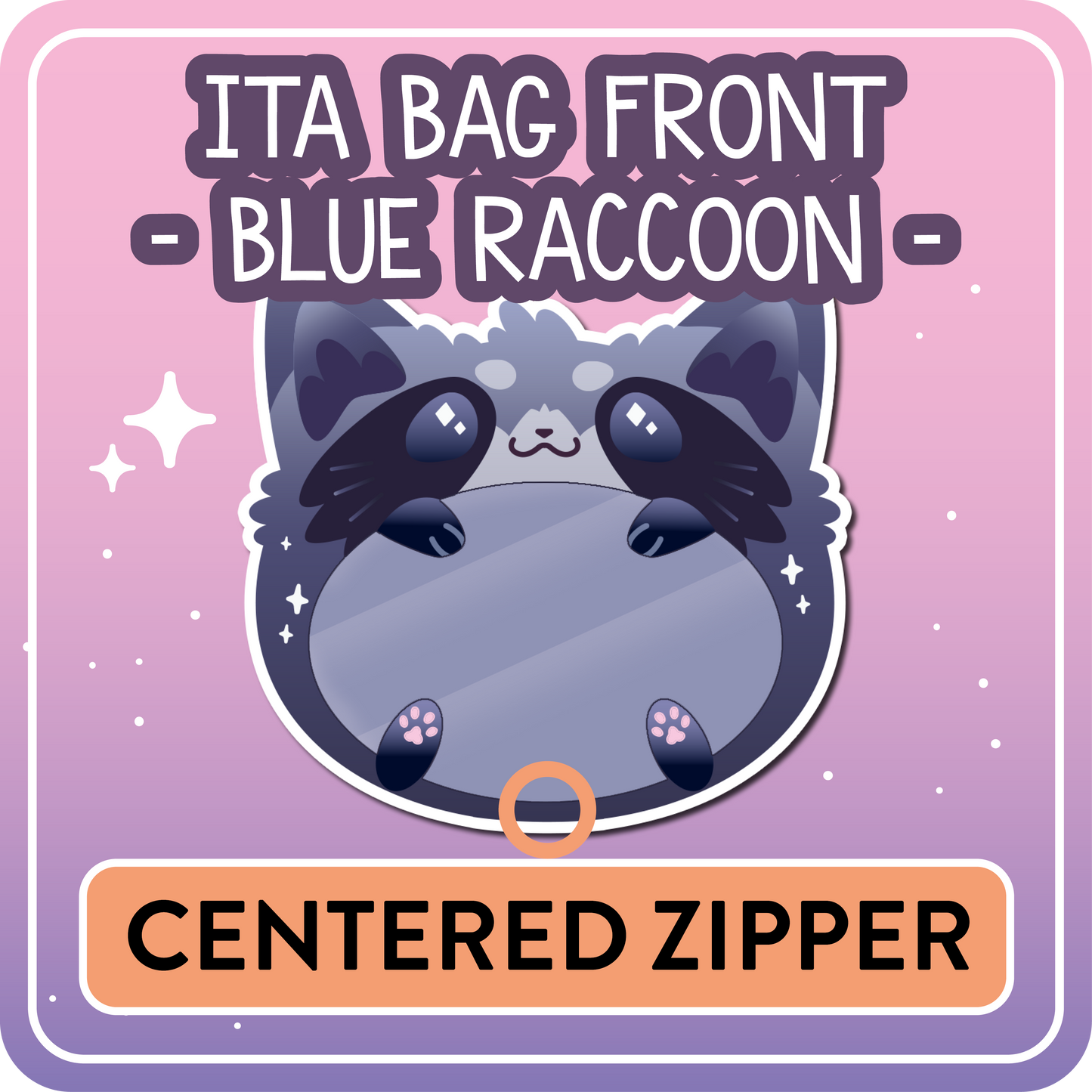 !! PLEASE READ !! RACCOON - CENTERED ZIPPER - Ita Bag Exchangable Front Designs - 5 different colors -
