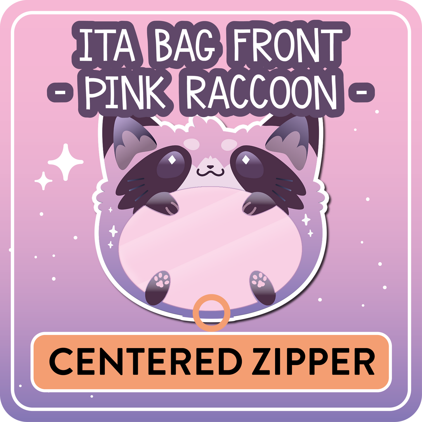 !! PLEASE READ !! RACCOON - CENTERED ZIPPER - Ita Bag Exchangable Front Designs - 5 different colors -