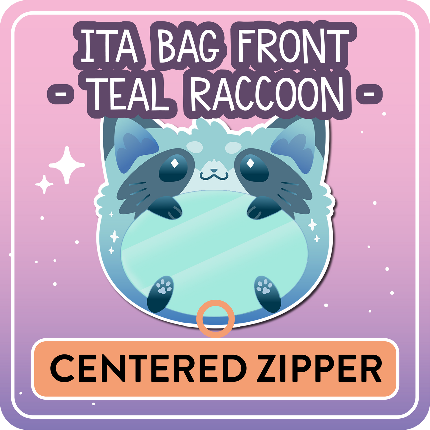 !! PLEASE READ !! RACCOON - CENTERED ZIPPER - Ita Bag Exchangable Front Designs - 5 different colors -