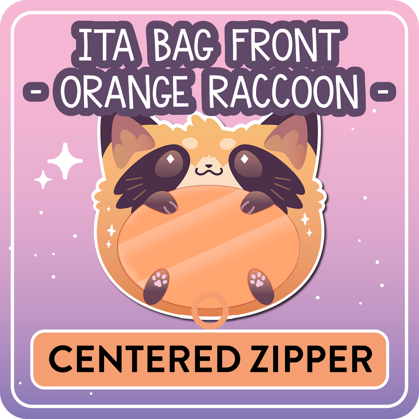 !! PLEASE READ !! RACCOON - CENTERED ZIPPER - Ita Bag Exchangable Front Designs - 5 different colors -
