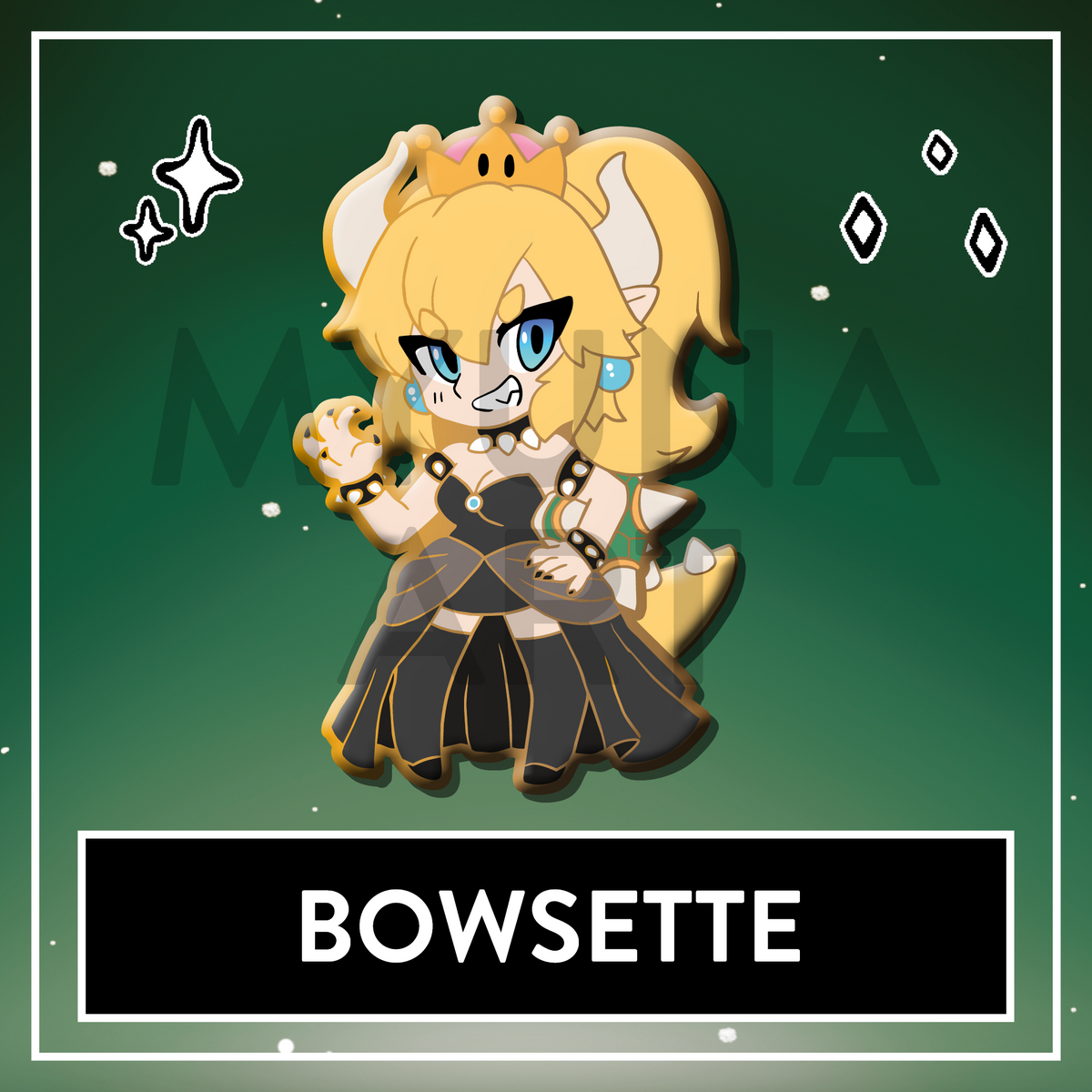 Bowsette Hard Enamel Pin - August 2026 Patreon PinClub Pin
