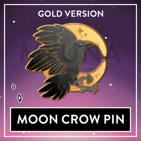 Moon Crow Gold Version Hard Enamel Pin - June 2026 Patreon PinClub Pin