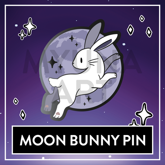 Moon Bunny Hard Enamel Pin - February 2025 Patreon PinClub Pin