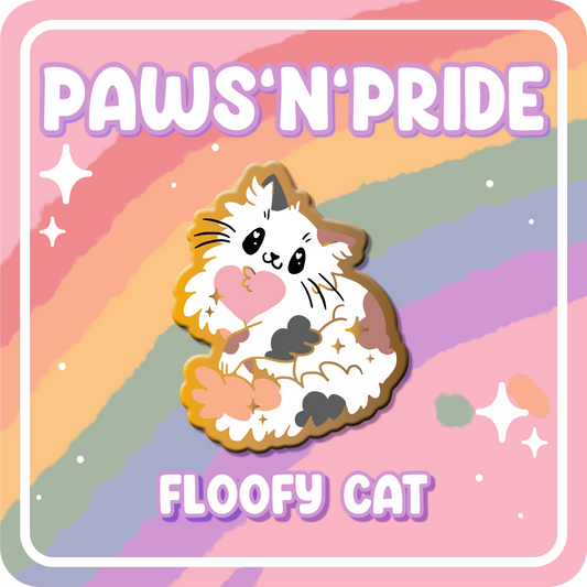 Paws'n'Pride Neutral Floofy Cat enamel pin