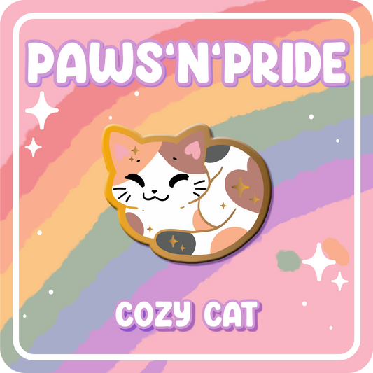 Paws'n'Pride Neutral Cozy Cat enamel pin