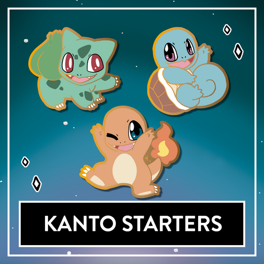 Cute Kanto Starter Friends - Set & Single Mini Hard Enamel Pins