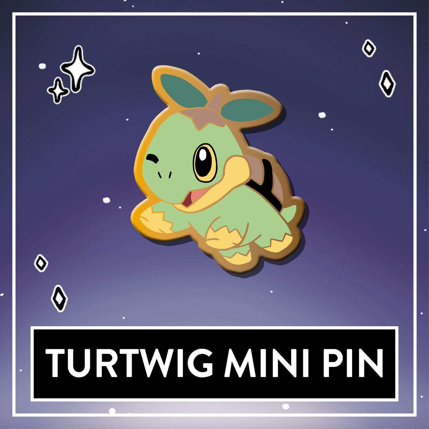 Turtwig Mini Starter Hard Enamel Pin - July 2025 Patreon PinClub Fanart Pin