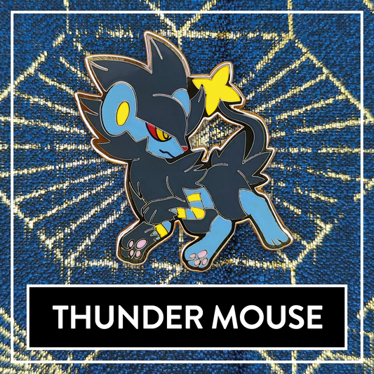 #0405 Thunder Mouse Hard Enamel Pin - September 2024 Patreon PinClub Pin