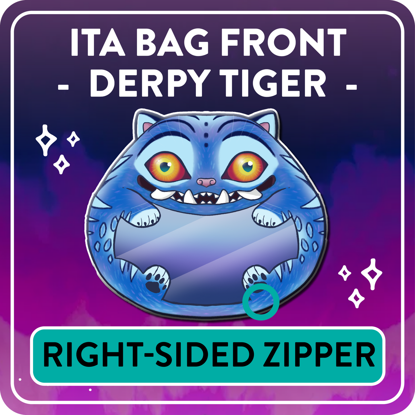 PREORDER - RIGHT-SIDED ZIPPER - Derpy Tiger Ita Bag Exchangable Front & Tail Design