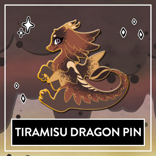 Tiramisu Dragon Pin - Delicious Dragons - November 2025 Patreon PinClub OC Own ArtPin
