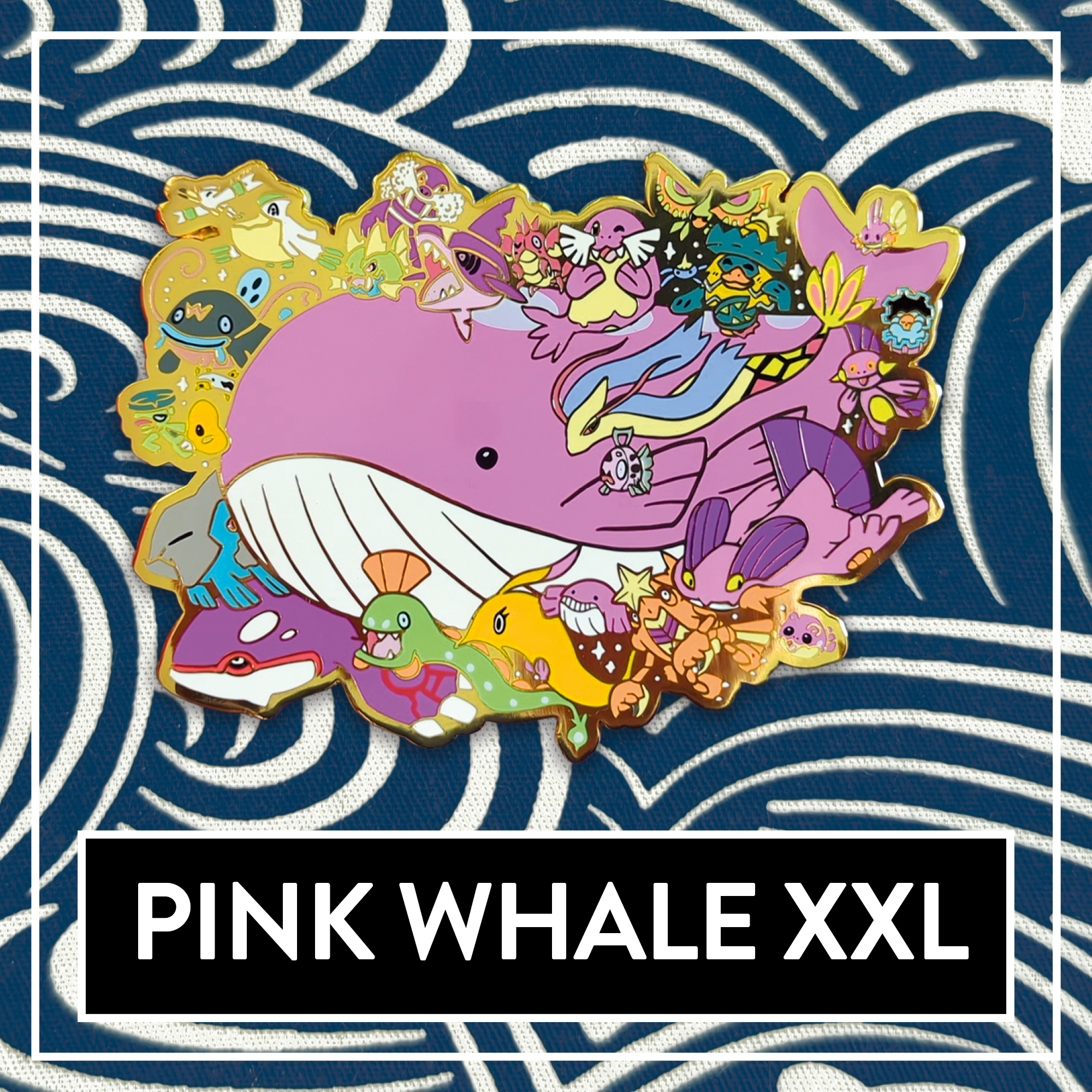 #0321 XXL Pink Whale BIG Hard Enamel Pin - Limited Edition – Myuna Art