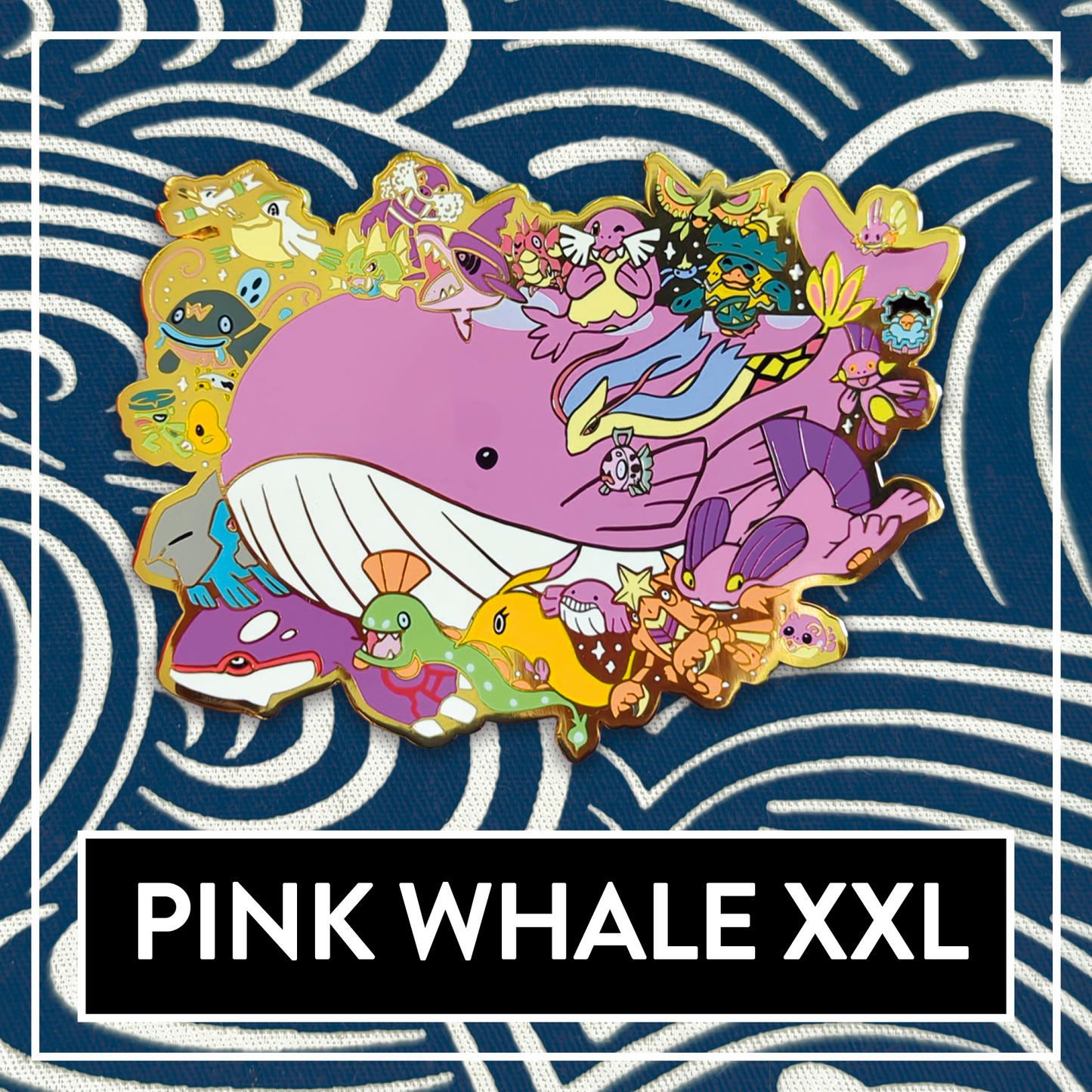 #0321 XXL Pink Whale BIG Hard Enamel Pin - Limited Edition
