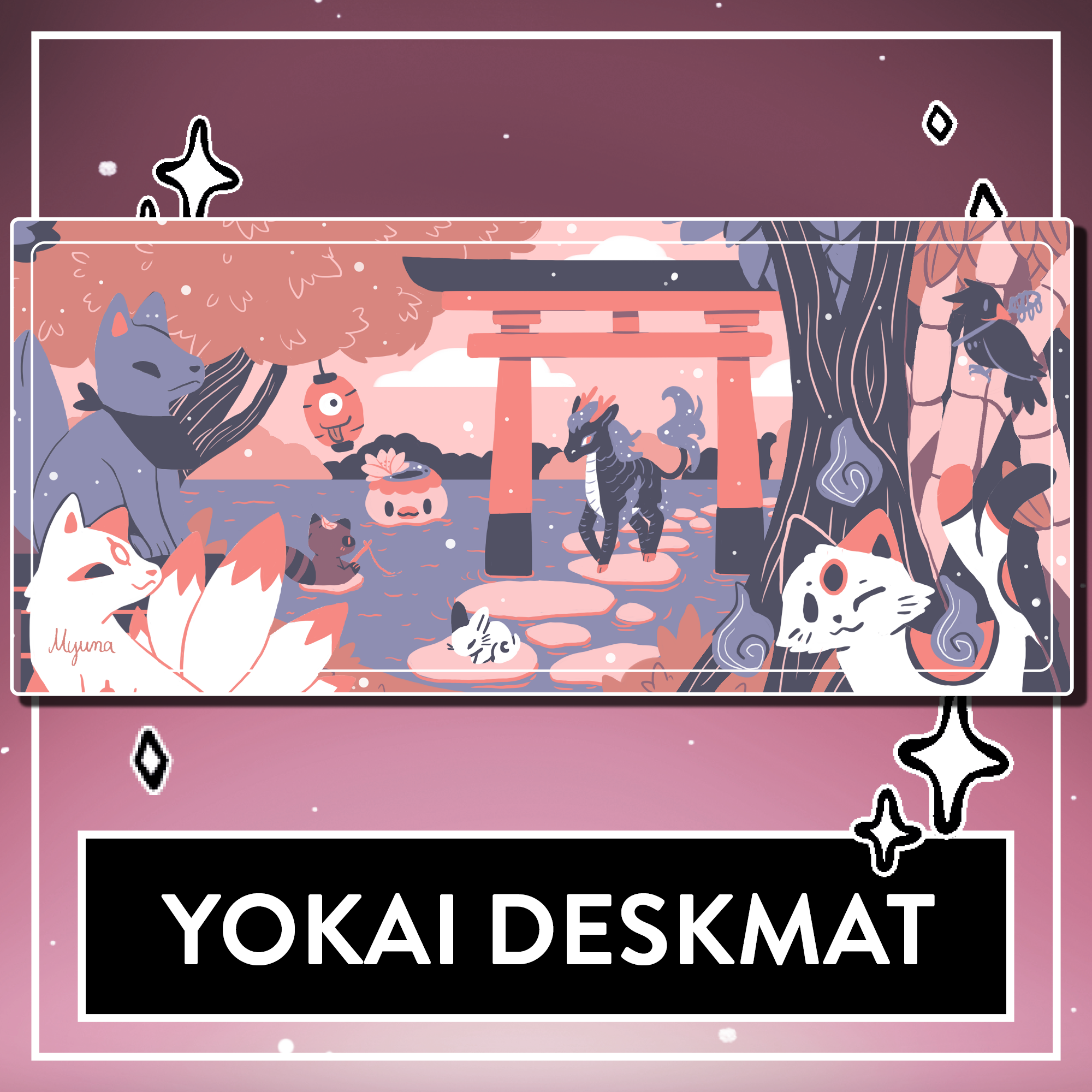 Yokai Deskmat - BIG Japanese Folklore Own Art Mousepad, cute Computer ...
