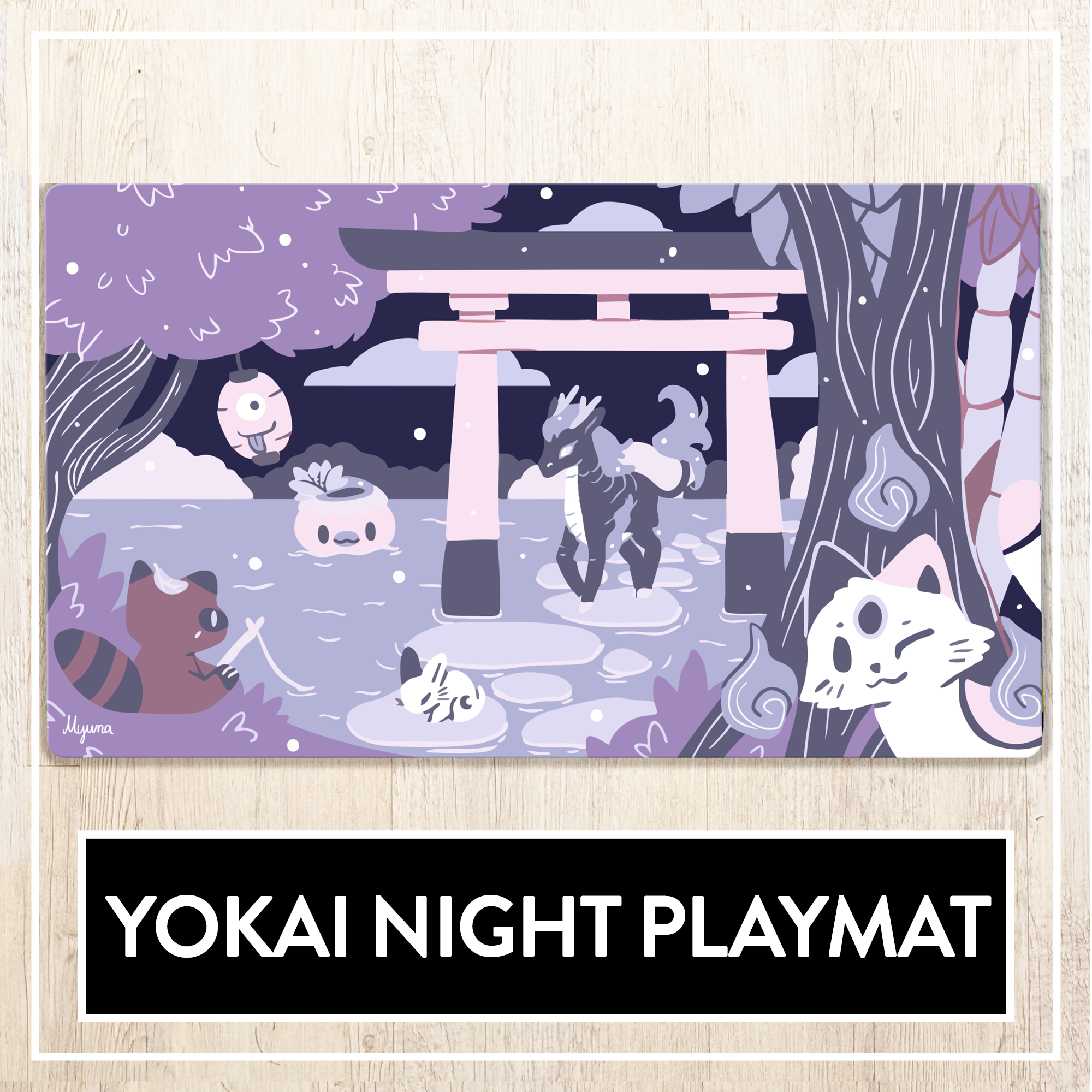 Yokai Night Playmat - vibrant Yokai Play Mat/Mousepad 60x35cm – Myuna Art
