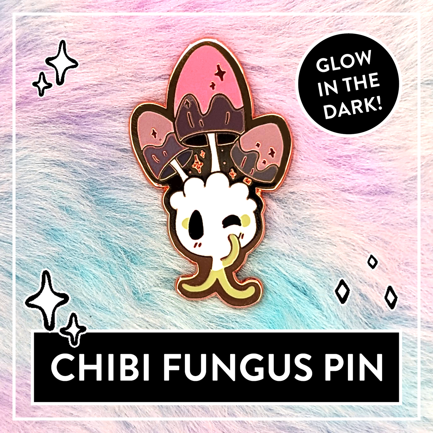 #0755 Chibi Fungus Glow in the Dark Mini Hard Enamel Pin