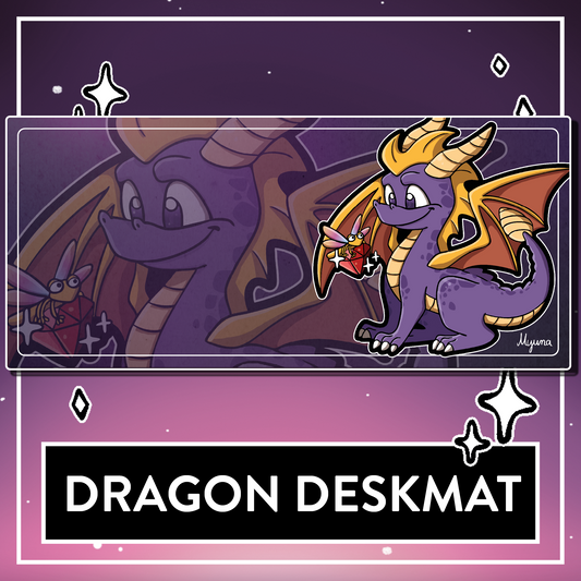 Purple Dragon Deskmat - BIG Retro Gaming Mousepad, Computer & Desktop Mat, 90x40cm