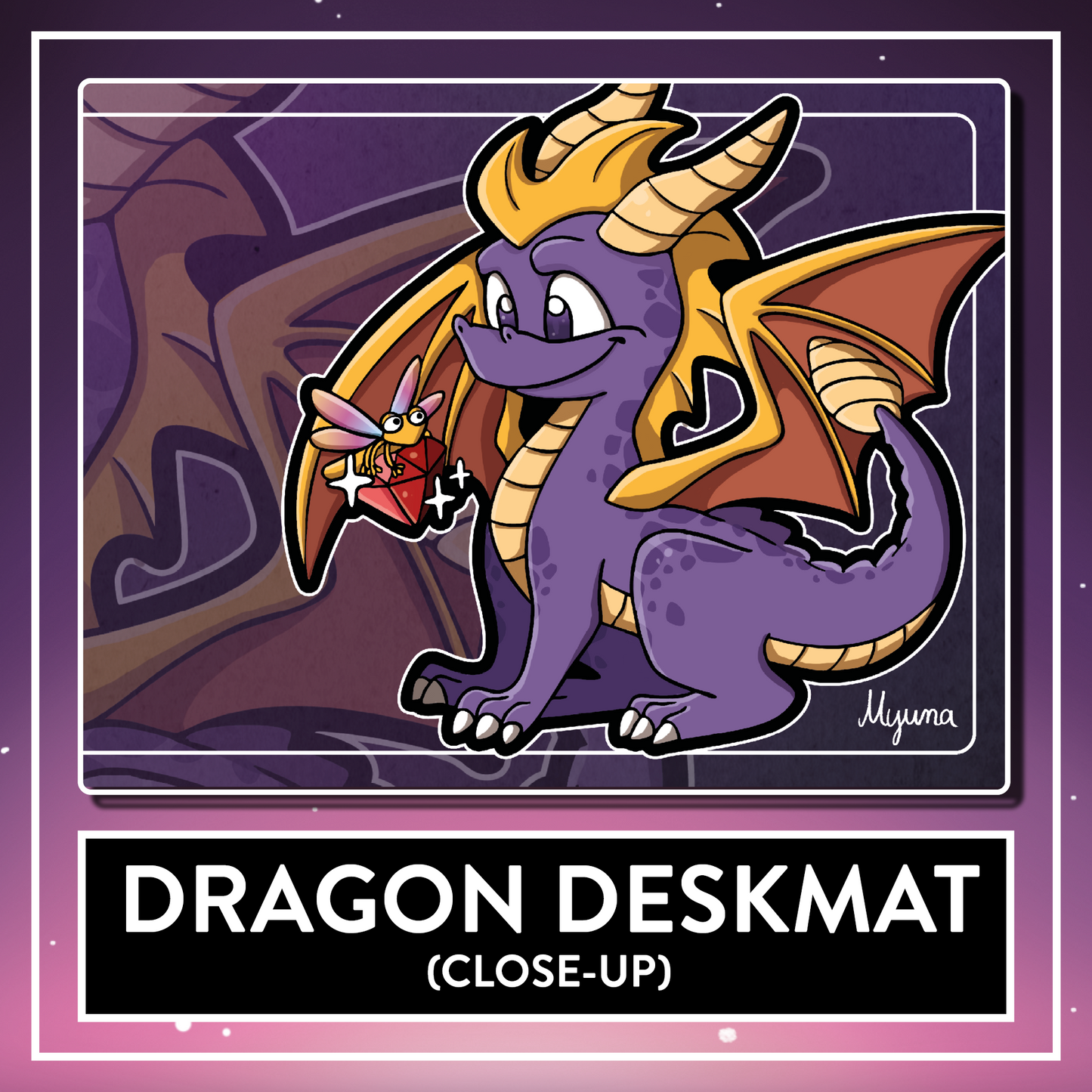 Purple Dragon Deskmat - BIG Retro Gaming Mousepad, Computer & Desktop Mat, 90x40cm