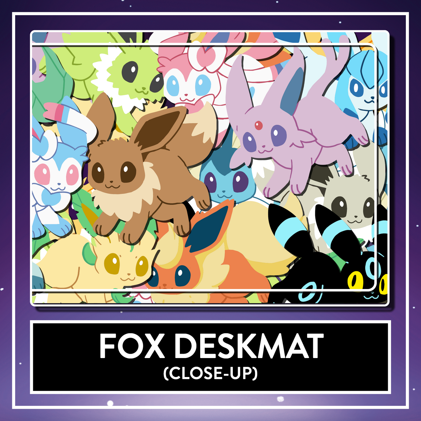 Elemental Foxes Deskmat - BIG Gaming Mousepad, Computer & Desktop Mat, 90x40cm