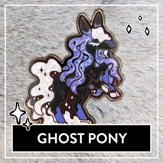 #0897 Ghost Pony Enamel Pin with pearlescent details