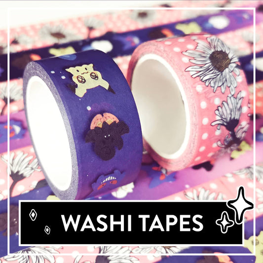Cute Flower & Ghost Type Washi Tapes - Creative tape designs for Scrapbooks, Bullet Journals and more