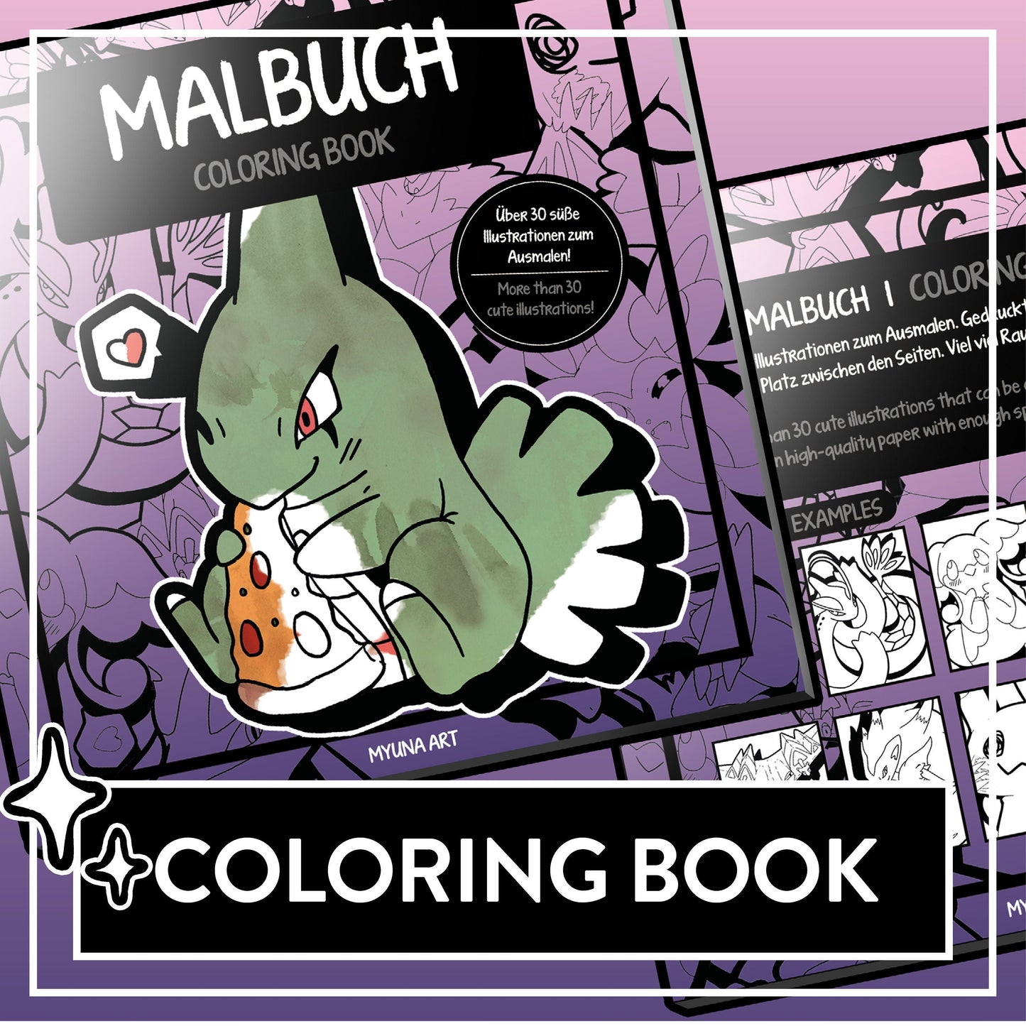 Cute Coloring Book with more than 30 artworks for children and adults