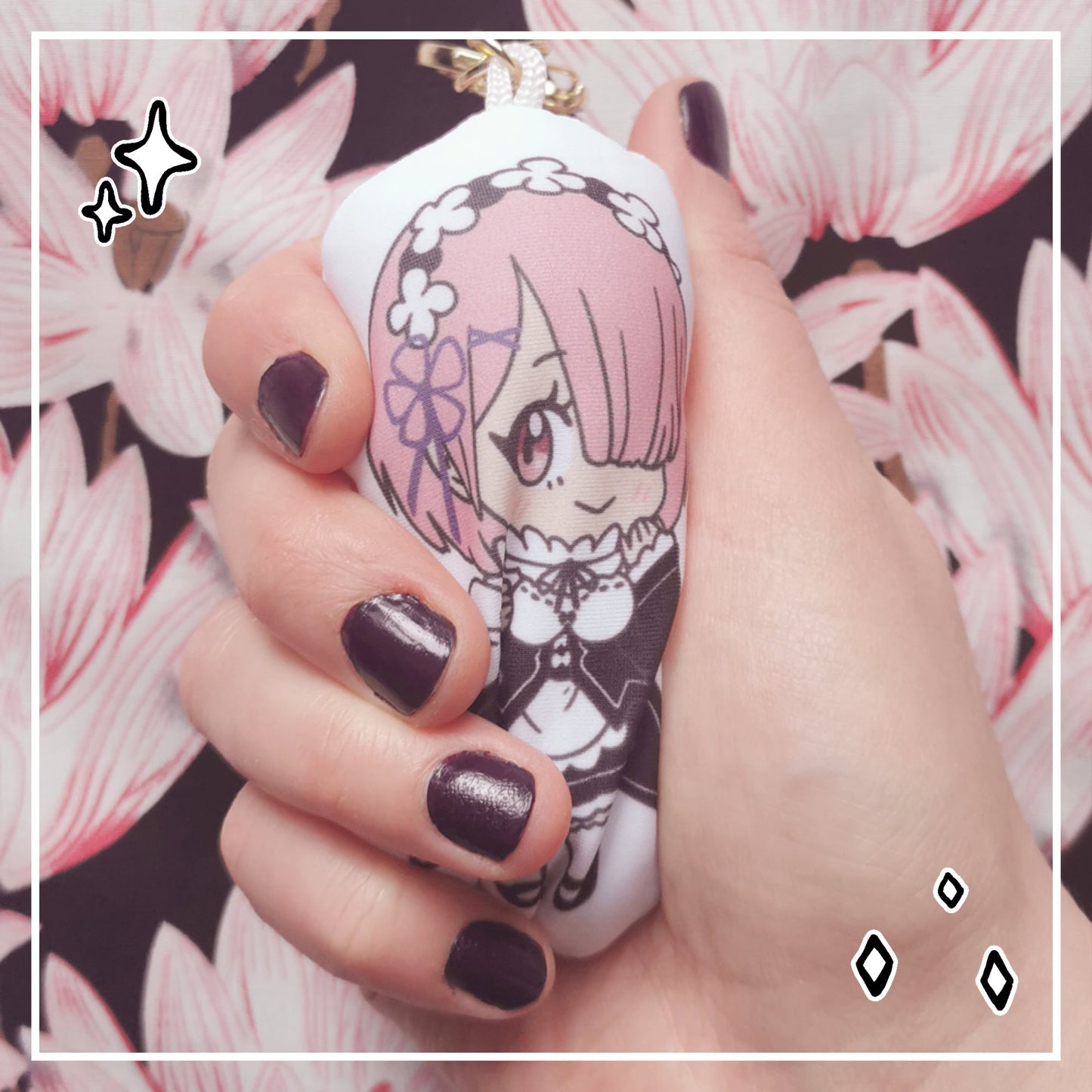 Rem & Ram Pillow Keychain Rezero - double-sided mini Anime pillow Dakimakura Bodypillow keychain