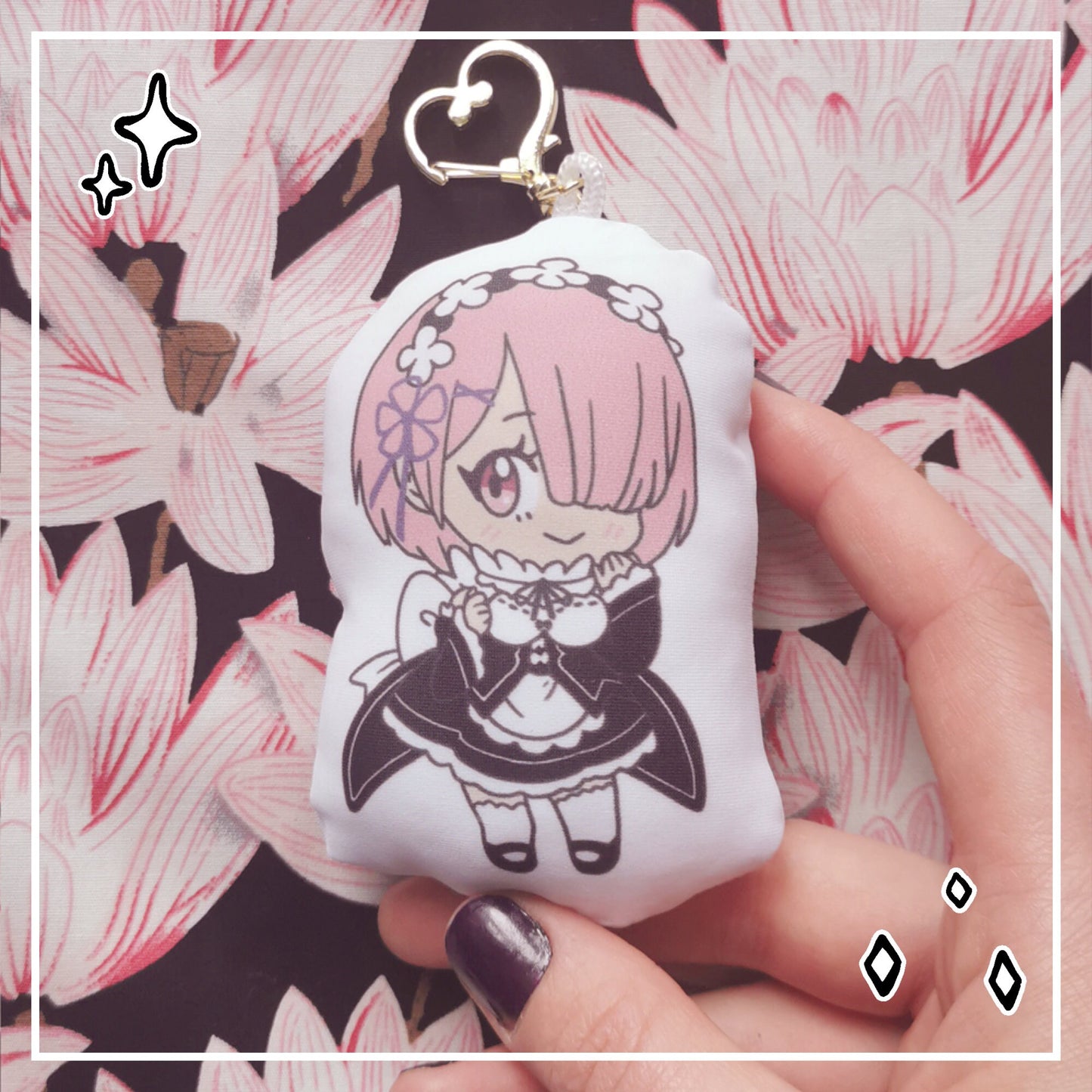 Rem & Ram Pillow Keychain Rezero - double-sided mini Anime pillow Dakimakura Bodypillow keychain