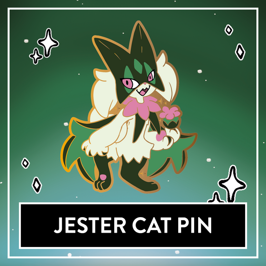 #0908 Jester Cat Pin - June 2024 Patreon PinClub Pin