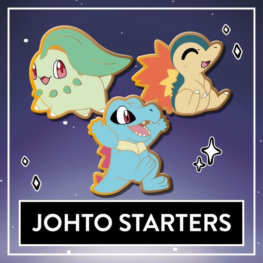 Cute Johto Starter Friends - Set & Single Mini Hard Enamel Pins