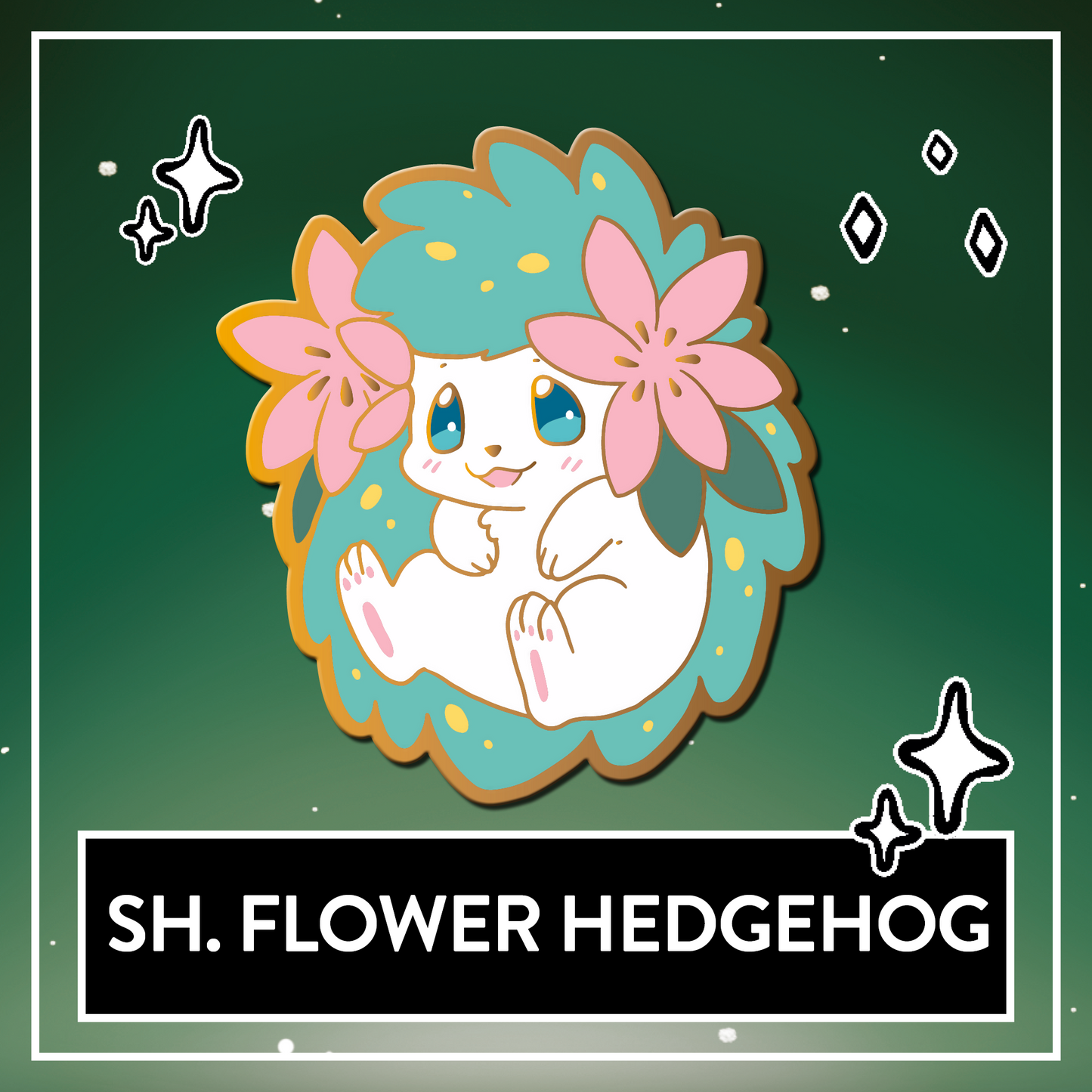 #0492 Shiny Flower Hedgehog Hard Enamel Pin