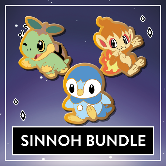 Cute Sinnoh Starter Friends - Set & Single Mini Hard Enamel Pins - July 2025 Patreon PinClub Fanart Pin