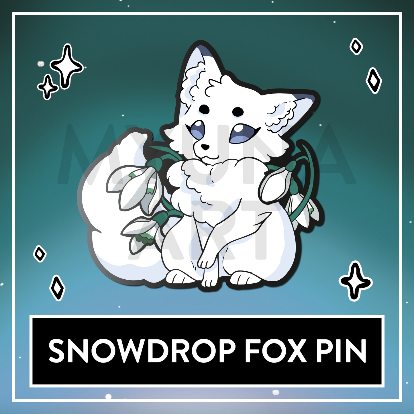 Snowdrop Fox Hard Enamel Pin - December 2025 Patreon PinClub Pin