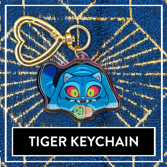 Derpy Tiger Rainbow double-sided Acrylic Keychain - KPop Animal Demon Charms