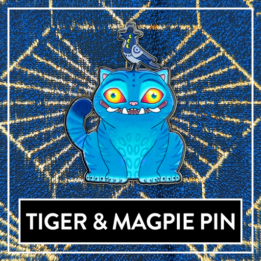 Tiger & Magpie Enamel Pin - KPop Animal Demon Pins