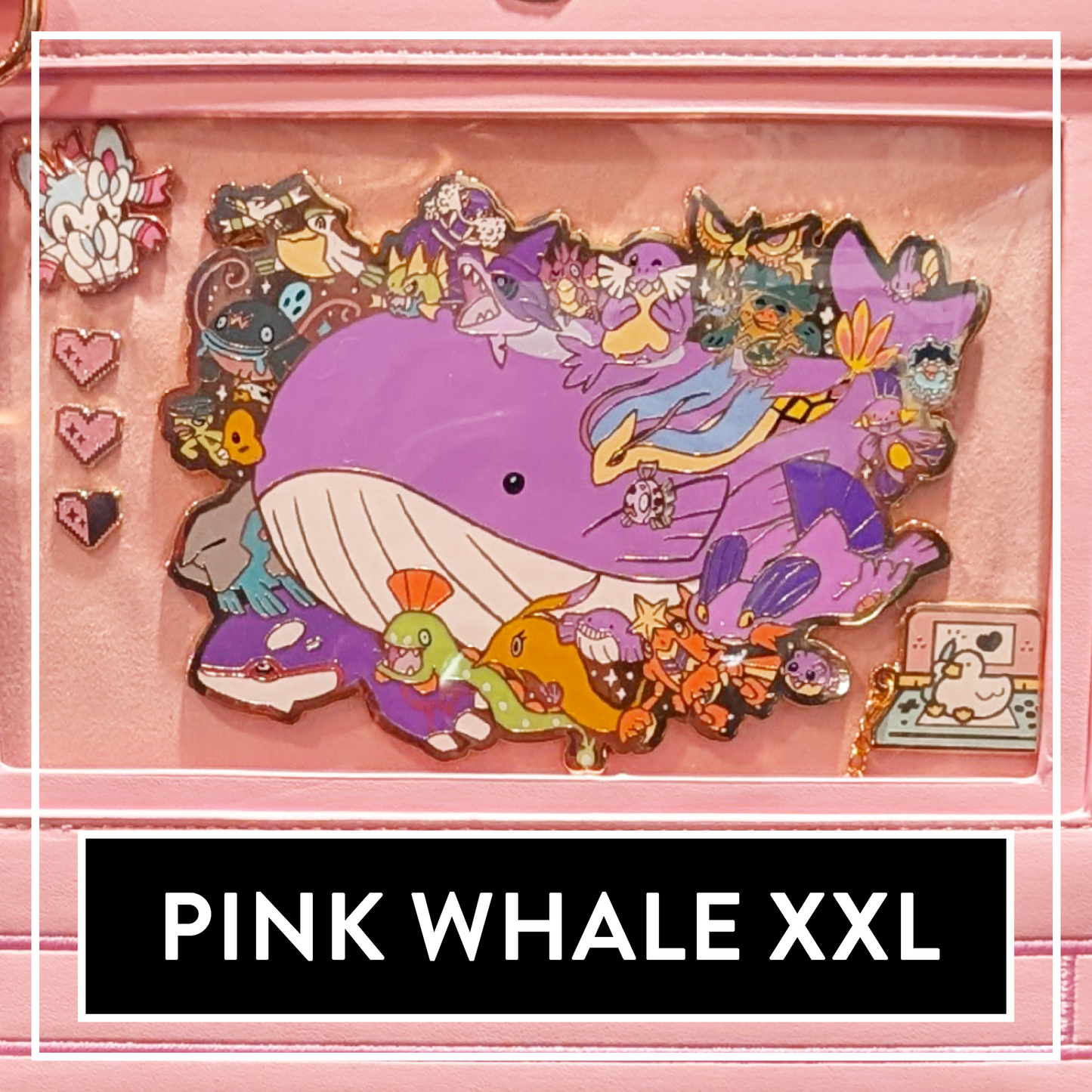 #0321 XXL Pink Whale BIG Hard Enamel Pin - Limited Edition
