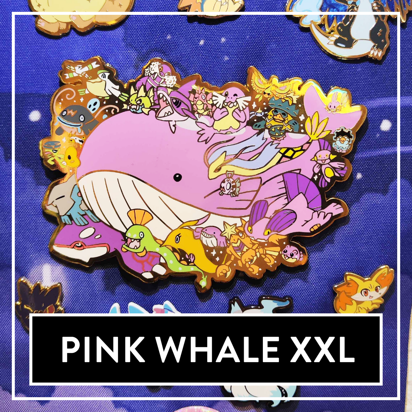 #0321 XXL Pink Whale BIG Hard Enamel Pin - Limited Edition