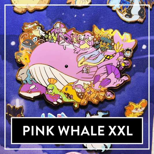 #0321 XXL Pink Whale BIG Hard Enamel Pin - Limited Edition