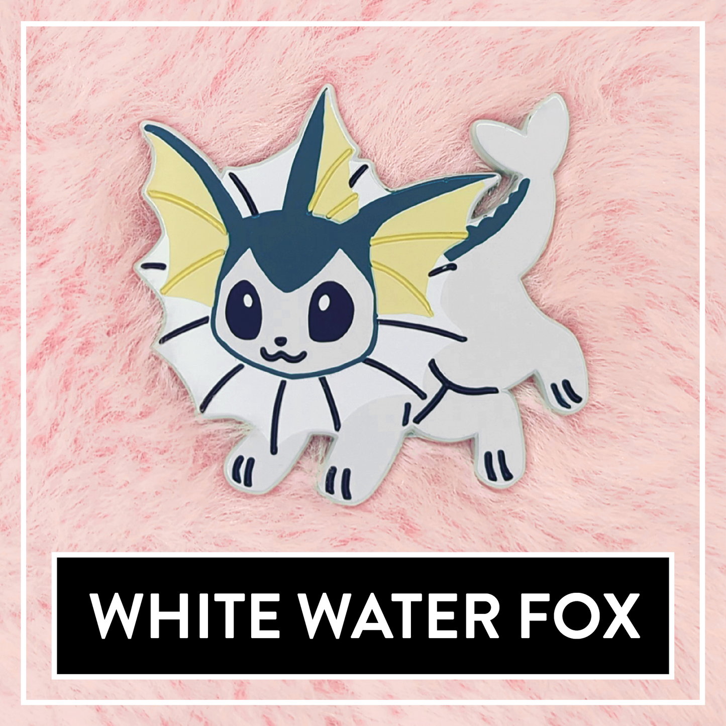 #0134 White Water Fox Enamel Pin - Myuna's Mystery Mix Series