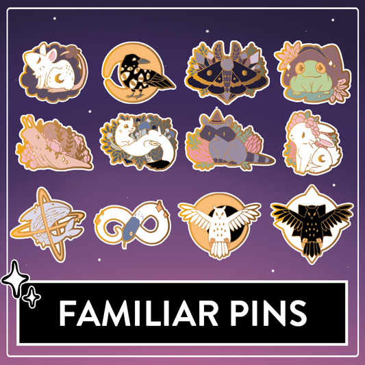 Myuna's Little Witch Acatemia Witch Familiar Pins, Cute pin, Cute Witchy Animal Hard Enamel Pins
