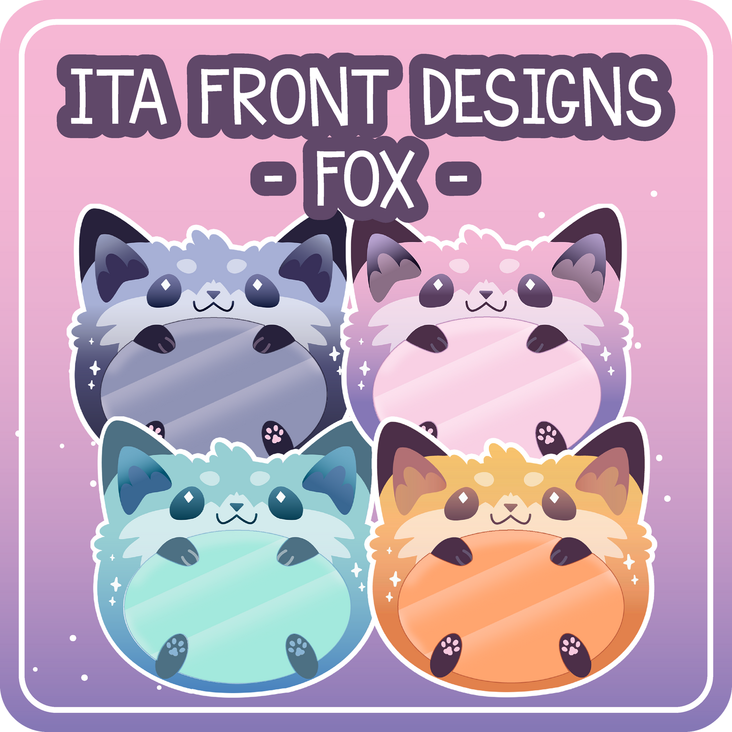 !! PREORDER !! Kawaii Kompanions Ita Bag Exchangable Front Designs Fox - 4 different colors -