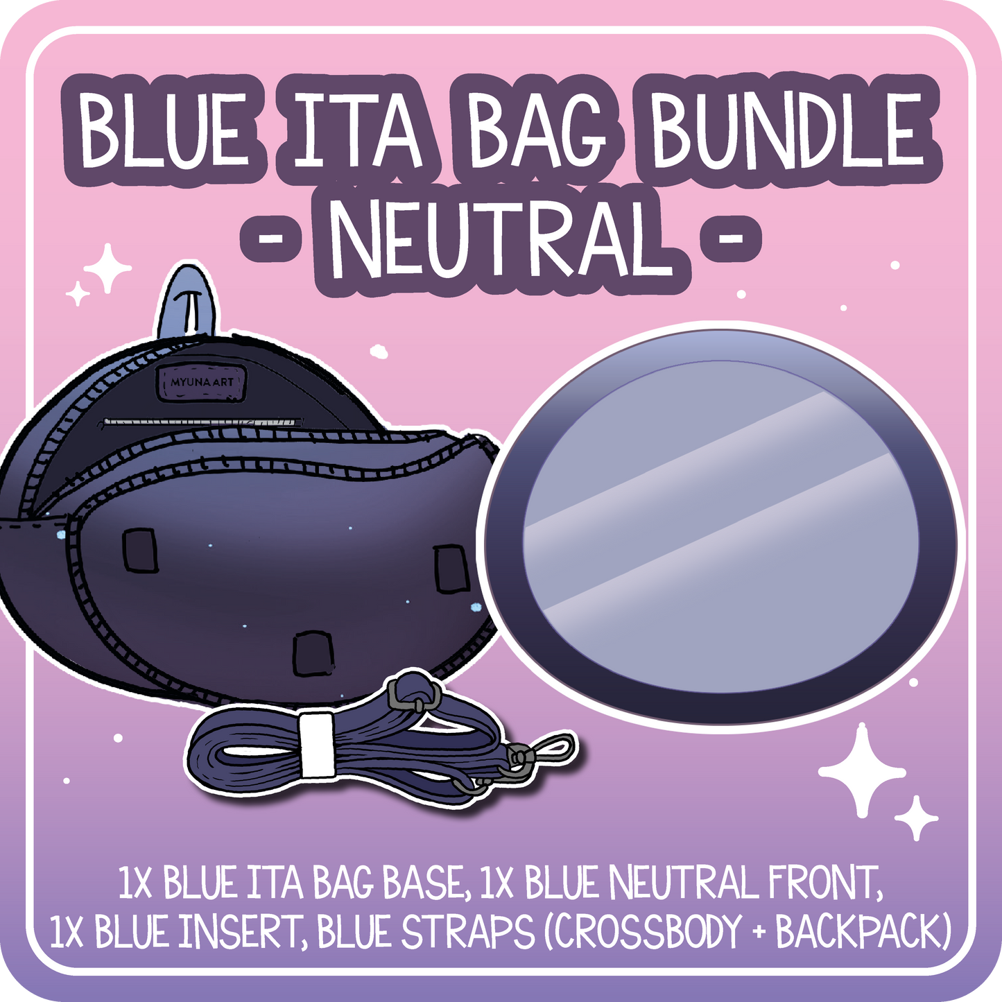 Kawaii Kompanions Ita Bag Bundle Blue Neutral Front