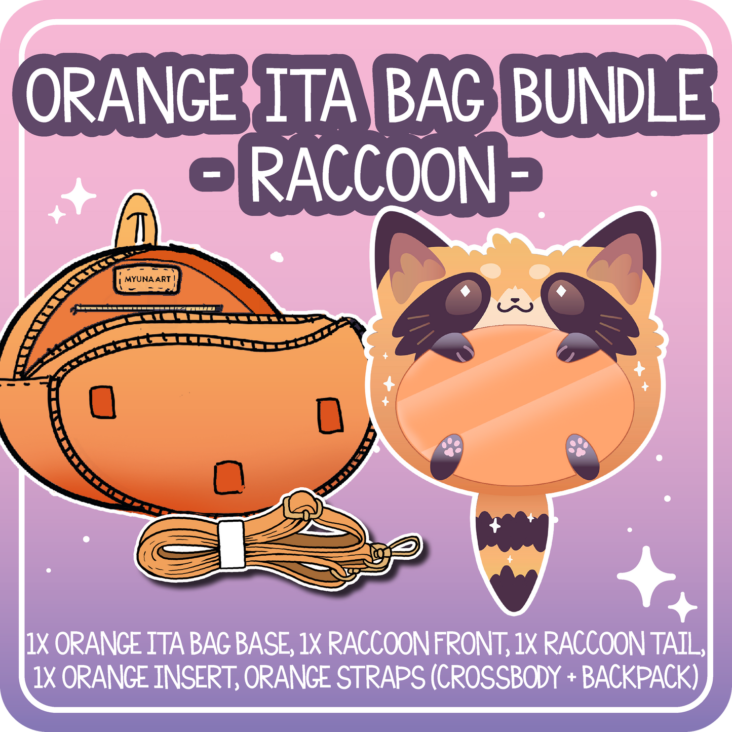 Kawaii Kompanions Ita Bag Bundle Orange Raccoon