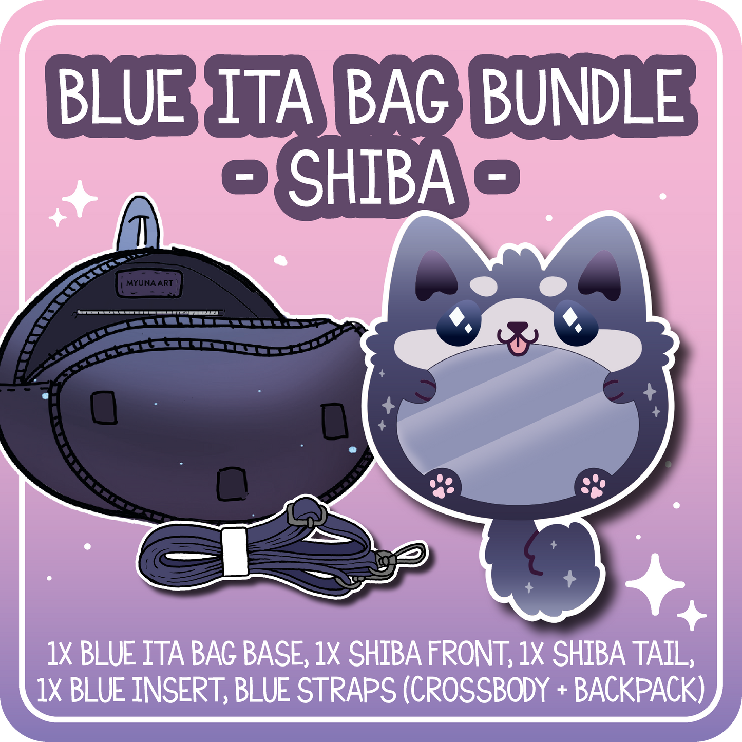 Kawaii Kompanions Ita Bag Bundle Blue Shiba // Corgi Dog Bag