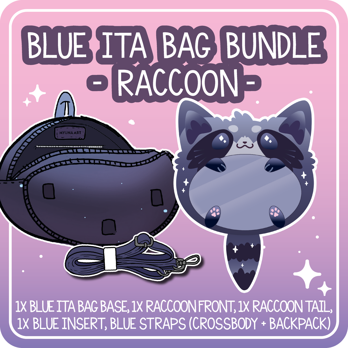 Kawaii Kompanions Ita Bag Bundle Blue Raccoon