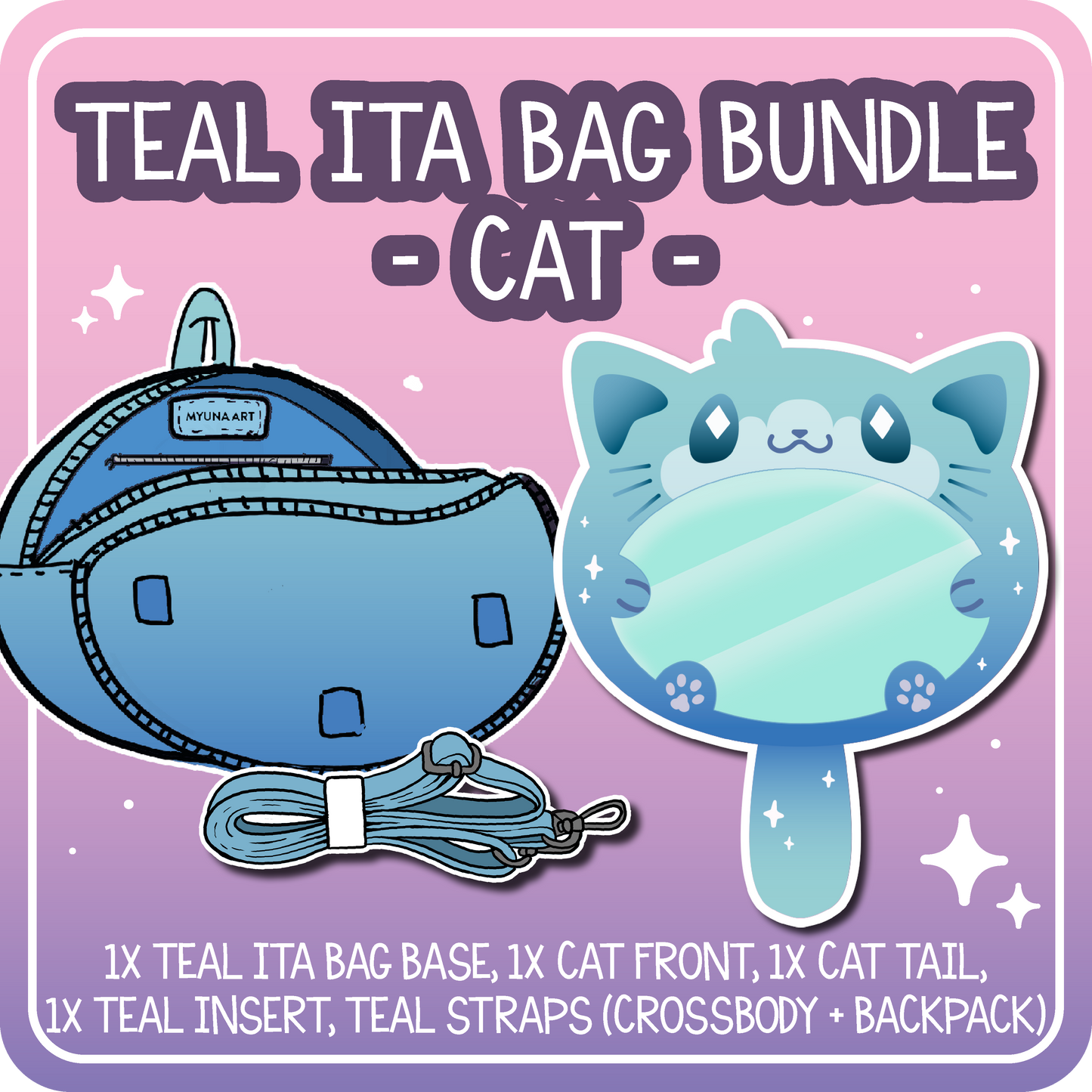 Kawaii Kompanions Ita Bag Bundle Teal Cat