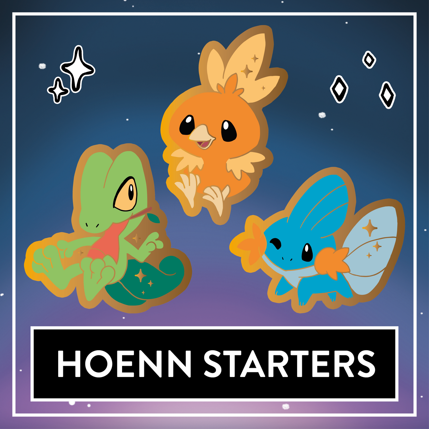 Cute Hoenn Starter Friends - Set & Single Mini Hard Enamel Pins
