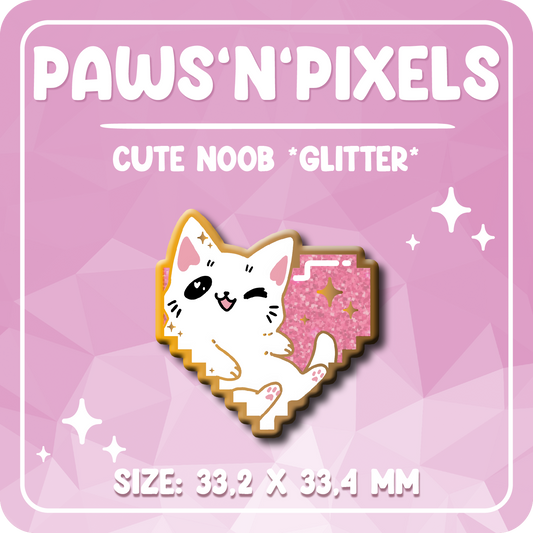 Paws'n'Pixels Cute Noob GLITTER enamel pin
