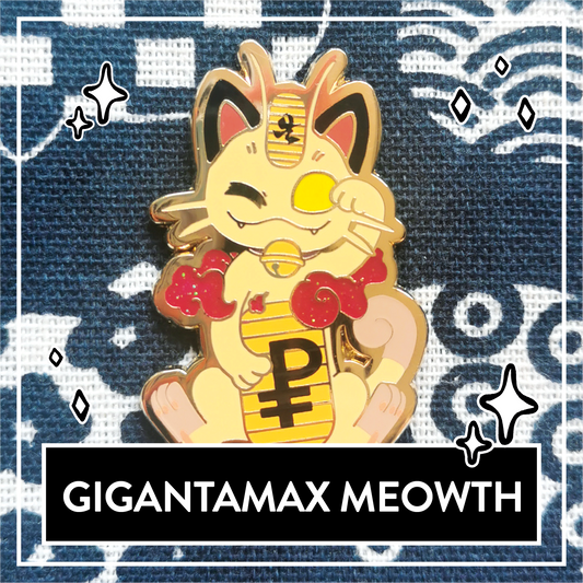 Gigantamax Meowth glitter pin